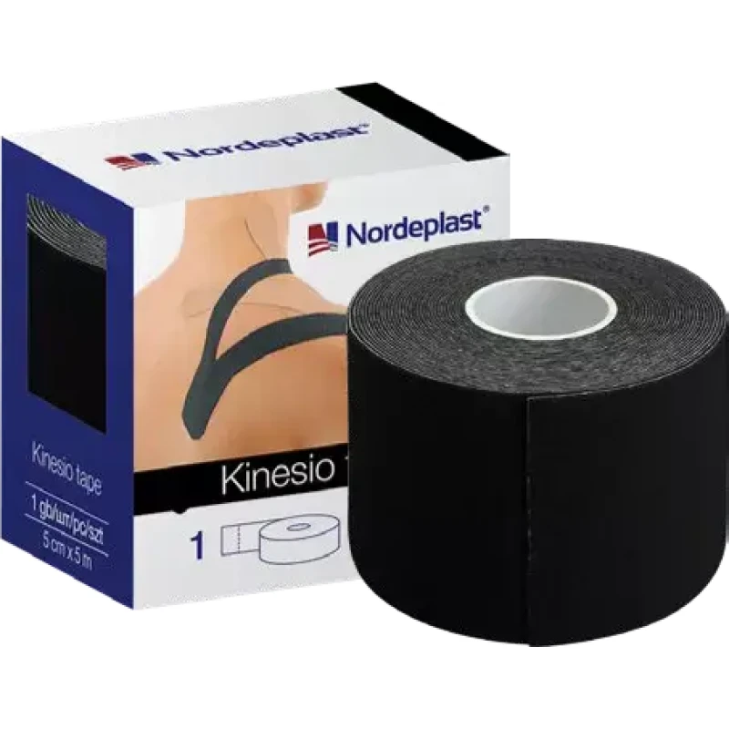 Nordeplast kinesioloogiline teip 5 cm x 5 m, must, N1