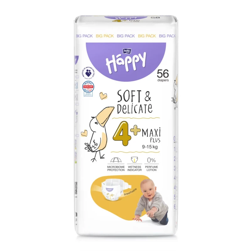 Happy Maxi Plus (9-15kg) 56tk mähkmed, suurus 4+