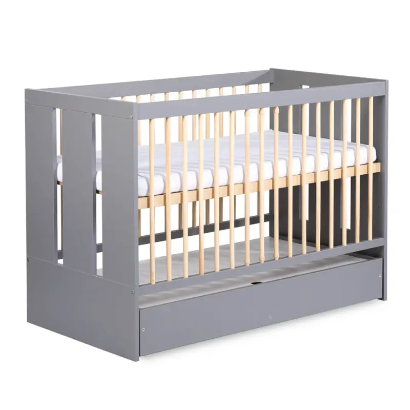 LittleSky by Klups PAULINE GRAPHITE/PINE 4in1 mööblikomplekt (võrevoodi+sahtil+kummut+kummut pealis)